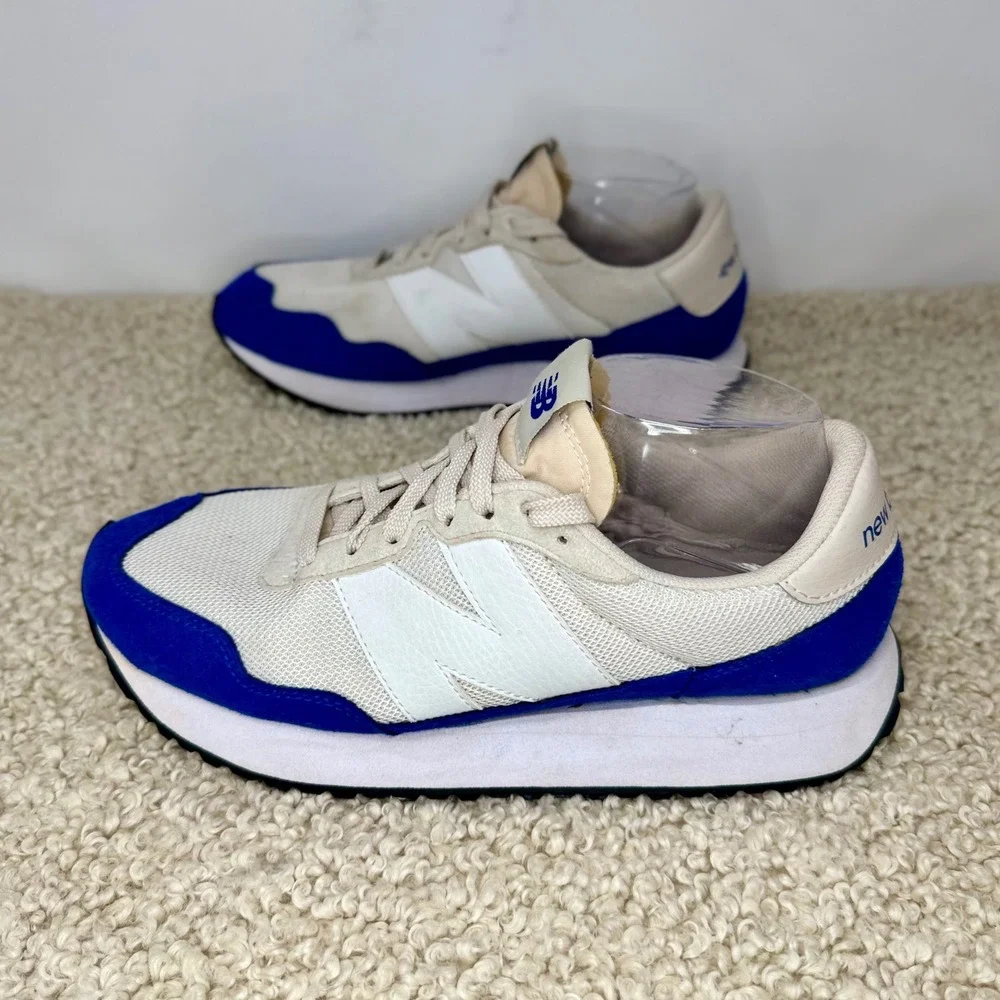 New Balance 237‎ Men's 8 Sneakers Cream Royal Blue Low Top Retro Running Shoes